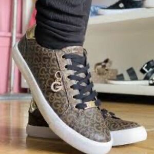 Guess Los Angeles Women's Leopard Print Brown Sneakers